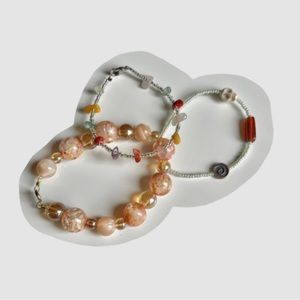 GLASS & CRYSTAL Beaded Bracelet Set